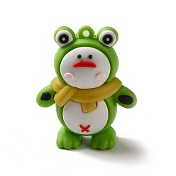 Желто-Зеленый Пластиковый кулон, подвески, брелки, аксессуары для сумок, форма лягушки, желто-зеленый, 48x40x22.5 мм, отверстие : 3 мм