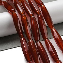 Красный Агат Природного сердолика нитей бисера, окрашенные, граненые и овальные, 30x7.5 мм, отверстие : 1.2 мм, около 13 шт / нитка, 15.55'' (39.5 см)