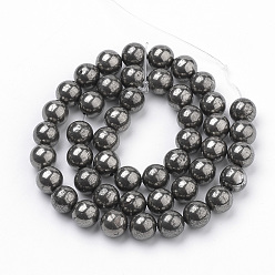 Pyrite Natural Pyrite Beads Strands, Round, 10mm, Hole: 1mm, about 40pcs/strand, 15.7 inch(39.8cm)