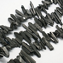 (405) Непрозрачный AB вишня Неполированный Electroplate натуральный самородков кварцевые бусины пряди, с черным покрытием, 16~33x3~6x3~6 мм, отверстие : 1 мм, около 96 шт / нитка, 15.7 дюйм