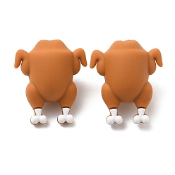 Food 3D Thanksgiving Day Food Grade Silicone Focal Beads, DIY Nursing Necklaces Making, Sandy Brown, Roast Turkey, 29x25x16mm, Hole: 2.2mm