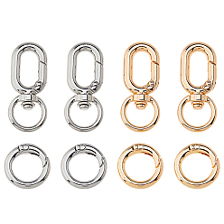 Платиновый & Золотой 4шт 2 цвета железные поворотные застежки, с литыми пружинными кольцами, овальные, платиной и золотом, 53 мм