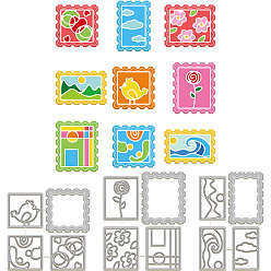 Rectangle Тема штампа из углеродистой стали, штампы для резки, трафареты, для diy scrapbooking, Фотоальбом, декоративная бумага для тиснения, цвет нержавеющей стали, прямоугольные, 97~117x77~97x0.8 мм, 3 шт / комплект