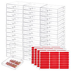 Прозрачный 40 шт. квадратных пластиковых коробок для хранения с 4 листами двустороннего клея и клейкой ленты, прозрачные, 7.75x6.9x1.75 см