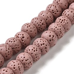 Розово-Коричневый Нити бусин из натурального камня, окрашенные в лавовый камень, рондель, розово-коричневый, 8x5~6 мм, отверстие : 1.6 мм, около 65~66 шт / нитка, 15.75'' (40~40.5 см)