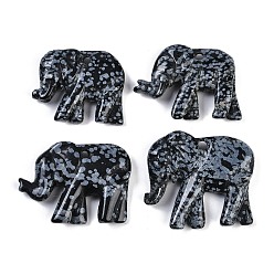 Снежный Обсидиан Подвески из натурального снежного обсидиана с резьбой, Слон прелести, 27~32.5x38~45x7.5~10 мм, отверстие : 3.5 мм