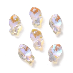 Clear Electroplate Transparent Glass Pendants, Back Plated, Faceted, Fish Charms, Clear, 16.5x8.5x5.5mm, Hole: 1.4mm