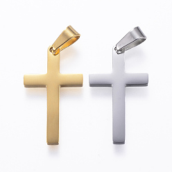 Mixed Color 304 Stainless Steel Pendants, Cross, Mixed Color, 28x15.5x1.5mm, Hole: 8x3.5mm