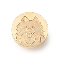 Собака Золотистый тон сургучной печати, латунные головки штампов, для сургучной печати, серия домашних животных, собака, 25x14 мм, отверстие : 7 мм