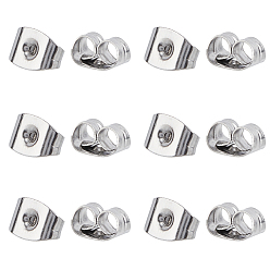 Stainless Steel Color 304 Stainless Steel Ear Nuts, Butterfly Earring Backs for Post Earrings, Stainless Steel Color, 6x4.5x3.5mm, Pin: 0.9mm, 2000pcs/box