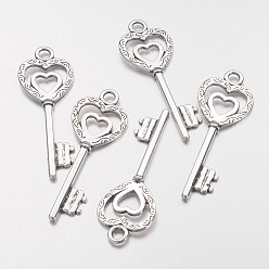 Античное Серебро Подвески из сплава , без кадмия, без никеля и без свинца, Ключ от всех дверей подвески, античное серебро, 50x18x3 мм, отверстие : 4 мм