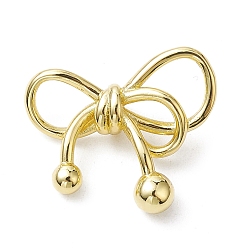 Настоящее золото 18K Стойки обшивки латунные подвески, долговечный, без свинца и без кадмия, бантом, реальный 18 k позолоченный, 21x25x7.5 мм, отверстие : 4x2 мм