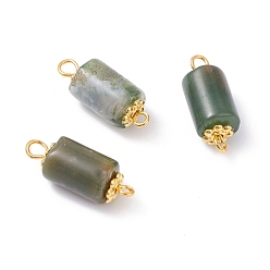 Indian Agate Natural Indian Agate Link Connectors, with Alloy Daisy Spacer Beads and Iron Eye Pin, Golden, Column, 20~21x8mm, Hole: 1.8~2.6mm