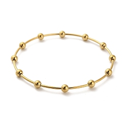 Золотой 304 браслеты из нержавеющей стали для женщин, круглый шар, золотые, внутренний диаметр: 2-3/8 дюйм (6.05 см)