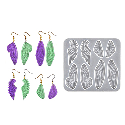 Белый Силиконовые формы для подвески в виде крыла бабочки своими руками, формы для литья смолы, для уф-смолы, изготовление ювелирных изделий из эпоксидной смолы, белые, 101x110x5 мм, отверстие : 2 мм, внутренний диаметр: 33~55x17~20 мм