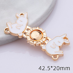 Light Gold Булавки джинсовых пуговиц из эмали из сплава, подтяжка талии, белый кролик, пришивные застежки для аксессуаров к одежде, золотой свет, 4.25x2 см
