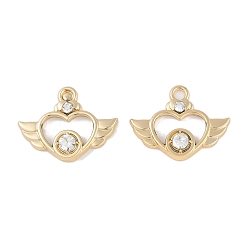 Золотой Подвески из сплава с ультрафиолетовым покрытием, со стразами, без свинца и без кадмия, сердце, золотые, 15x19x4 мм, отверстие : 2 мм