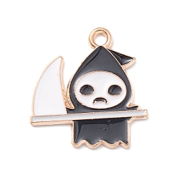 Ghost Подвески из сплава хэллоуина с эмалью, золотые, призрак, 20x19x1 мм, отверстие : 1.5 мм