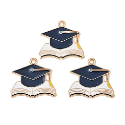 Hat Подвески из сплава с эмалью выпускного сезона, без кадмия, без никеля и без свинца, золотой свет, шляпа, 22.5x25x1.5 мм, отверстие : 1.8 мм