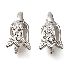 Платина Вакуумное покрытие PVD и долговечная латунь с покрытием и держателями из стразов, Без кадмия, без никеля и свинца, цветок, платина, 17x9 мм, штифты : 1 мм