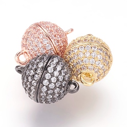 (52) Непрозрачная лаванда Магнитные застежки из латуни с цирконием и микропаве с петлями, сильный магнит n 50, долговечный, без кадмия, без никеля и без свинца, круглые, разноцветные, 18x14 мм, отверстие : 1 мм