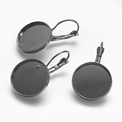 Черный Цвет Металла Настройки Leverback серьги латунь, круглые, металлический черный , шириной 20 мм , 32 mm, лоток: 18 mm, контактный: 0.8 mm