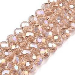 Перу Стеклянные бусины с гальваническим покрытием , с покрытием AB цвета, граненые, рондель, Перу, 6x5 мм, отверстие : 1 мм, около 80~85 шт / нитка, 38~40 см