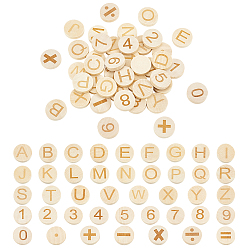 Mixed Shapes 42шт. 42 стили, деревянные гравированные плоские круглые чипсы, письмо и номер, разнообразные, 29x7 мм, 1 шт / стиль