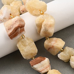 Желтый Нефрит Нити бусин из необработанного натурального желтого нефрита, самородки, с бисером, 14~28x15~25x10~27 мм, отверстие : 1.2~1.4 мм, около 9~10 шт / нитка, 7.76''~8.07'' (19.7~20.5 см)