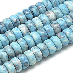 Sky Blue Synthetic Ocean White Jade Beads Strands, Dyed, Rondelle, Sky Blue, 10x5~6mm, Hole: 1.5mm about 72pcs/strand, 16.3 inch