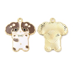 Коричневый Подвески из эмали и сплава, без кадмия, без никеля и без свинца, золотые, собачий шарм, кофе, 28x24.5x2 мм, отверстие : 1.6 мм