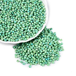 Aquamarine Picasso Glass Seed Beads, Round Hole, Rondelle, Aquamarine, 3~3.5x2~2.5mm, Hole: 0.9~1mm, about 12855pcs/pound