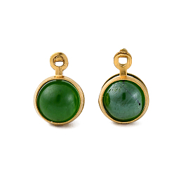 Морско-зеленый 304 круглые подвески из окрашенного натурального кварца в оболочке из нержавеющей стали, золотые, цвета морской волны, 10x7x6 мм, отверстие : 0.9 мм
