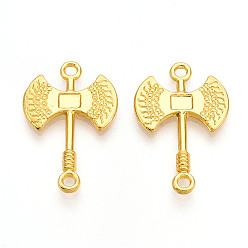 Настоящее золото 18K Подвески из сплава с двойным топором, без кадмия и без свинца, реальный 18 k позолоченный, 24x16x2.5 мм, отверстие : 1.5~1.6 мм