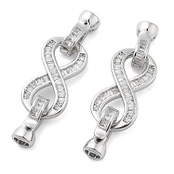 Платина Латунь с прозрачными кубическими цирконами, застежки-раскладушки, без кадмия, без никеля и без свинца, бесконечность, платина, 40 мм, отверстие : 1 мм