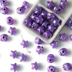 Средний Фиолетовый УФ-покрытие радужная непрозрачная смоляная бисеринка, звезда, средне фиолетовый, 15x14 мм