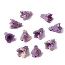 Средний Фиолетовый Синтетических коралловых бусин, окрашенные, цветок, средне фиолетовый, 12.5x10~10.5x10.5 мм, отверстие : 1.2 мм