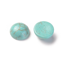 Turquoise Natural Howlite Cabochons, Dyed, Half Round, Turquoise, 6x3mm