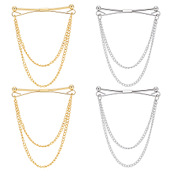 Platinum & Golden 4Pcs 2 Colors Alloy Hanging Chain Brooch, Platinum & Golden, 86x60x5mm, 2pcs/color