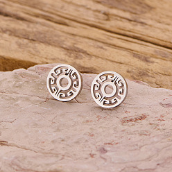 Плоский Круглый 304 из нержавеющей стали серьги, цвет нержавеющей стали, плоско-круглые, 10 мм