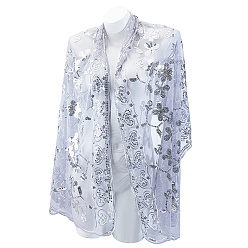 Стально-синий Съемные свадебные кружевные шали из полиэстера, свадебная кружевная накидка с цветочным принтом, стальной синий, 1910x680x1 мм