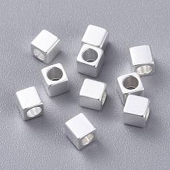 Silbern Silberfarbig 201 Edelstahlkugeln, Viereck, Silbern Silberfarbig, 3x3x3 mm, Bohrung: 2 mm