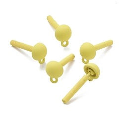Yellow Spray Painted Alloy Stud Earrings Findings, with 925 Sterling Silver Pins and Loops, Half Round, Silver, Yellow, 11x8mm, Hole: 1.8mm, Pin: 0.5mm