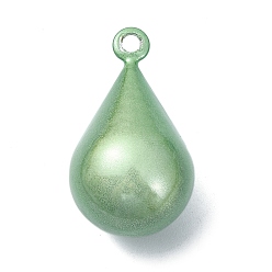 Lime Green Brass Bell Pendants, Suikin Bell, Teardrop Charms, Lime Green, 30.5x17~17.5mm, Hole: 2.8mm