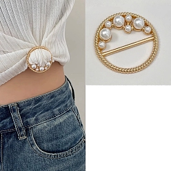 Золотой Пластиковое кольцо с пряжкой для шарфа с жемчугом, держатель застежки из сплава для женщин и девочек, золотые, 30 мм