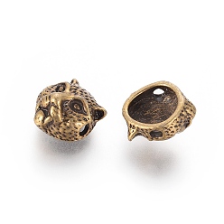 Antique Bronze Tibetan Style Alloy Beads, Leopard Head, Antique Bronze, 11x10x6.5mm, Hole: 1.8mm
