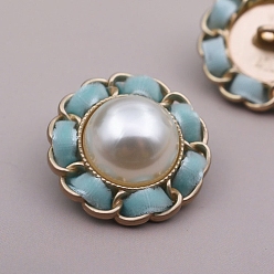 Бирюза Кнопка сплава хвостовиком, с бантиком, цветок, бирюзовые, 18 мм
