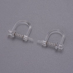 Stainless Steel Color Plastic Clip-on Earring Findings, with Stainless Steel Findings, Stainless Steel Color, 11x13x3.5mm