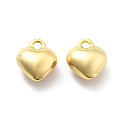 Настоящее золото 18K Латунные подвески, сердце прелести, реальный 18 k позолоченный, 11.5x9.5x5.5 мм, отверстие : 1.8 мм