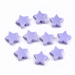 Medium Slate Blue Spray Painted Acrylic Beads, Rubberized Style, Star, Medium Slate Blue, 10.5x11x4mm, Hole: 1.5mm, about 2250pcs/500g
